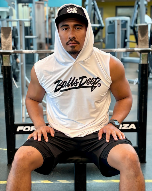 Balls Deep White Dri-Fit Sleeveless Hoodie