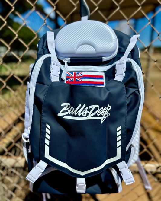 Balls Deep HI Navy/White Baseball Backpack