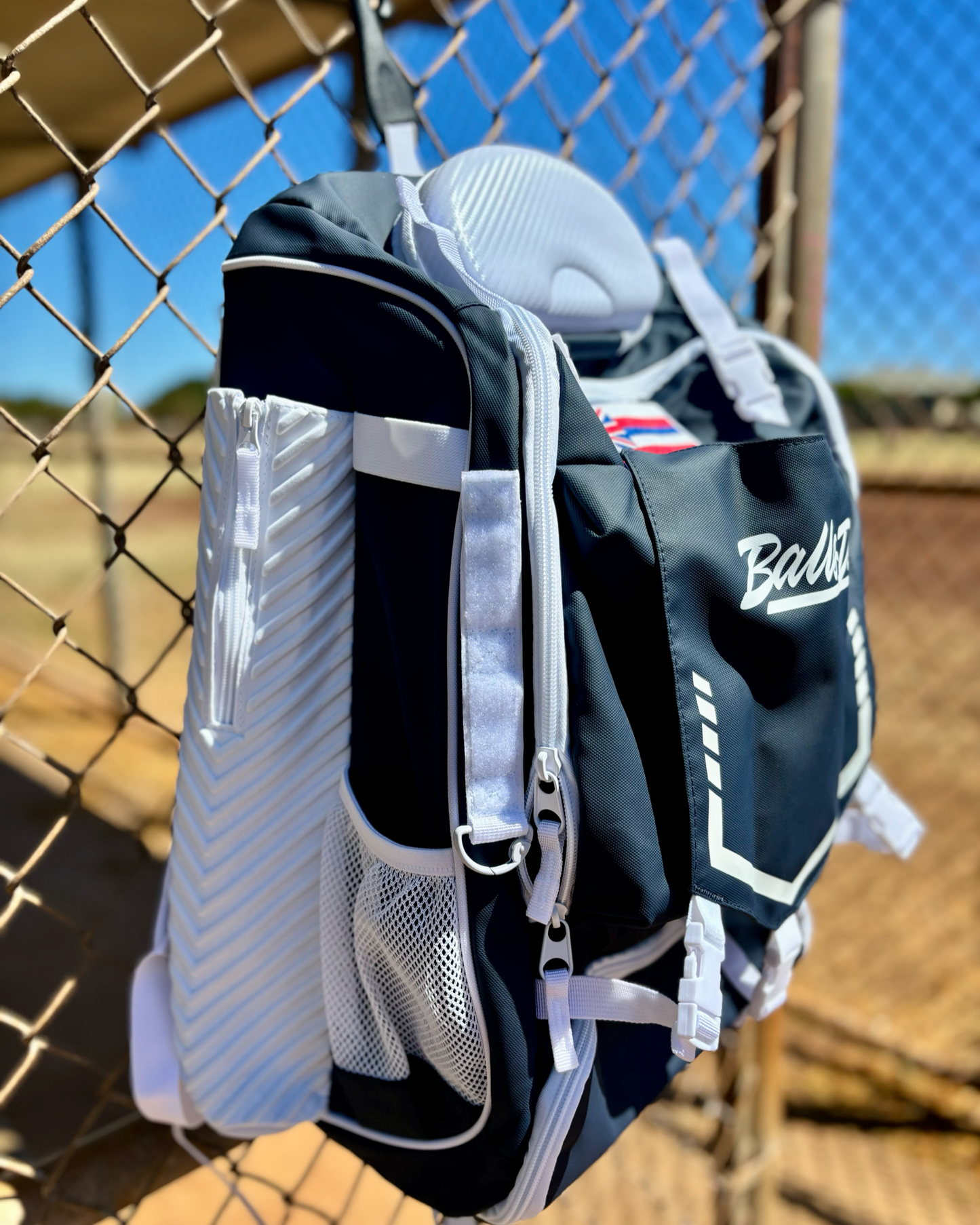 Balls Deep HI Navy/White Baseball Backpack