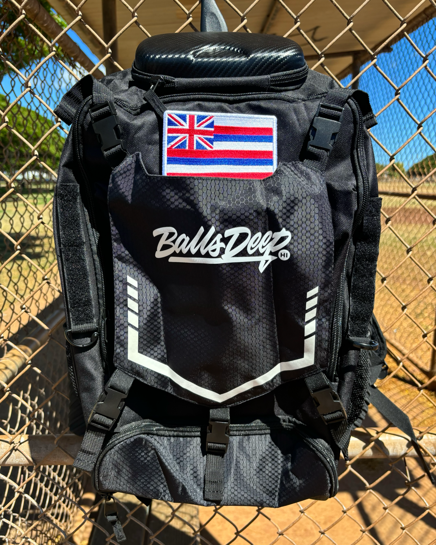 Balls Deep HI Black Baseball Backpack