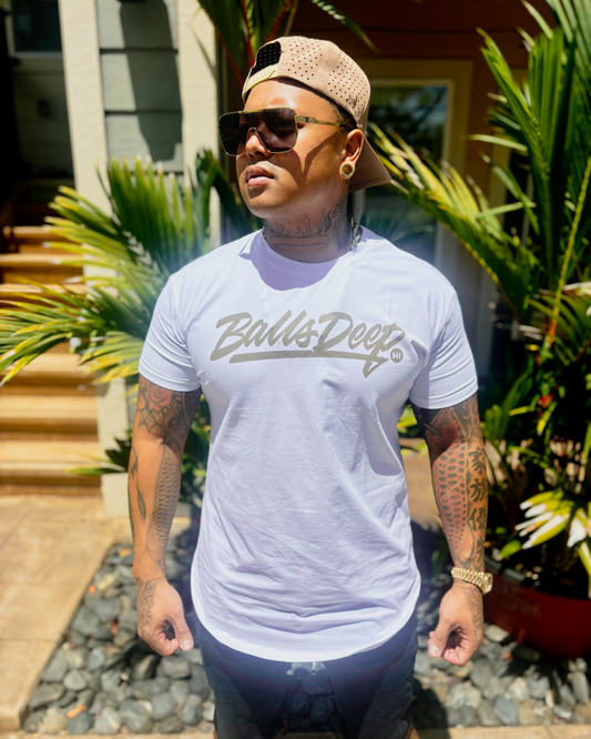 Balls Deep HI White Fitted Tee